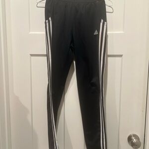 Adidas Boys Black and White Sweatpants with Tapered Fit